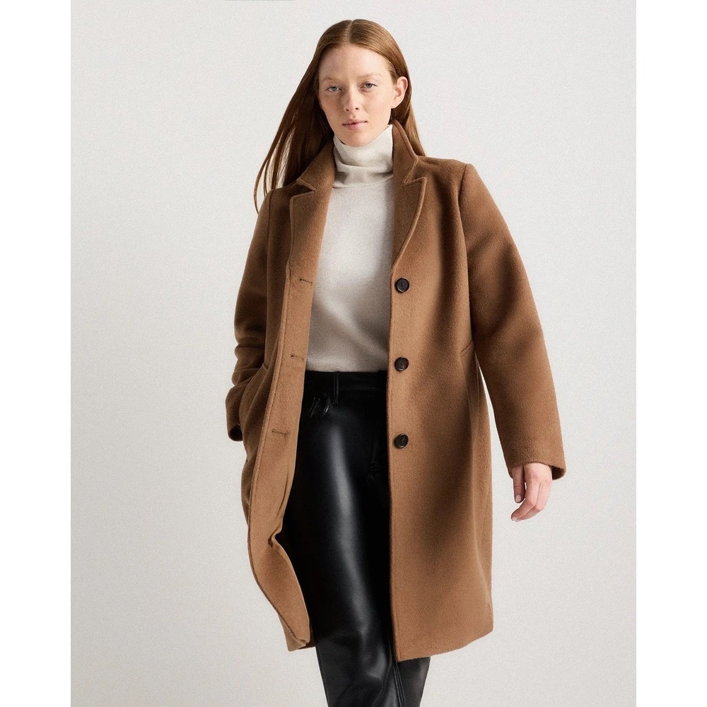 Quince Italian Wool Camel Hair Single Breasted Midi Coat Women's XS NWT - Picture 6 of 16